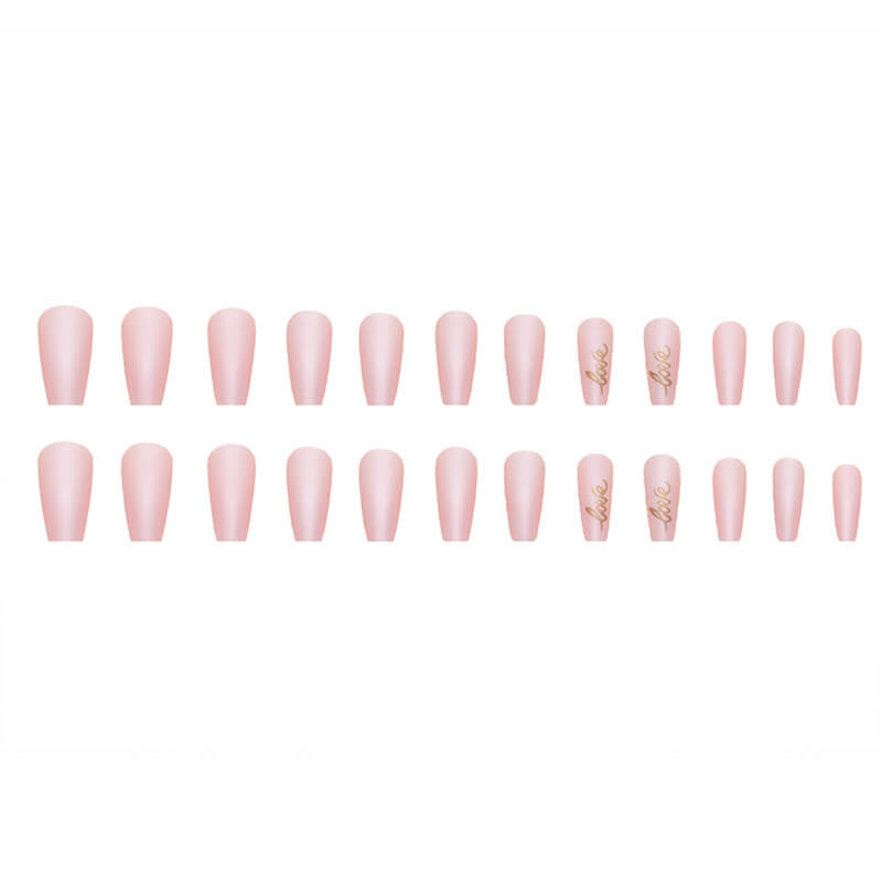 Mid-Length Pink Frosted Gilt Nails