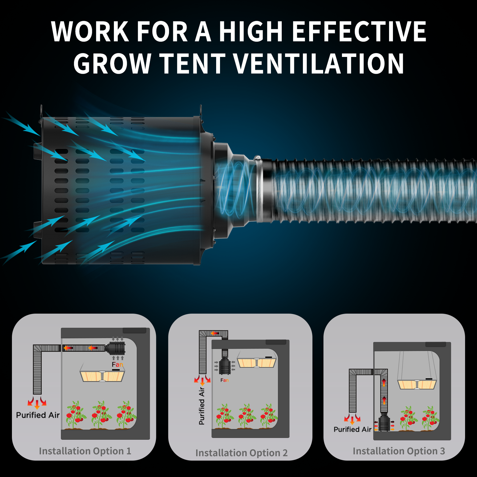 MJ-COMBO FAN PRO Quiet Inline Filter Fan with Smart Control - 4/6/8 Inch