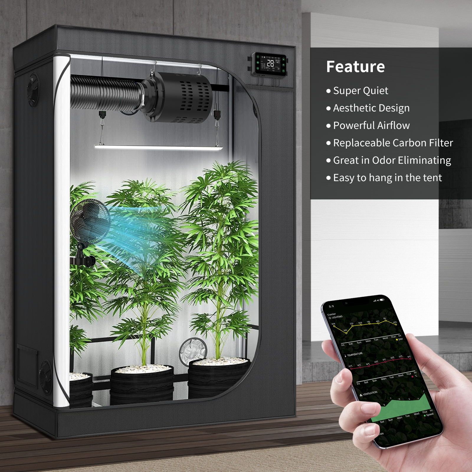 MJ-COMBO FAN PRO Quiet Inline Filter Fan with Smart Control - 4/6/8 Inch