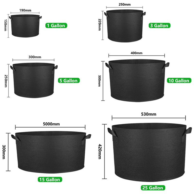 5 Gallon Fabric Pots, Plant Bags, Grow Bags, Seedling Planters