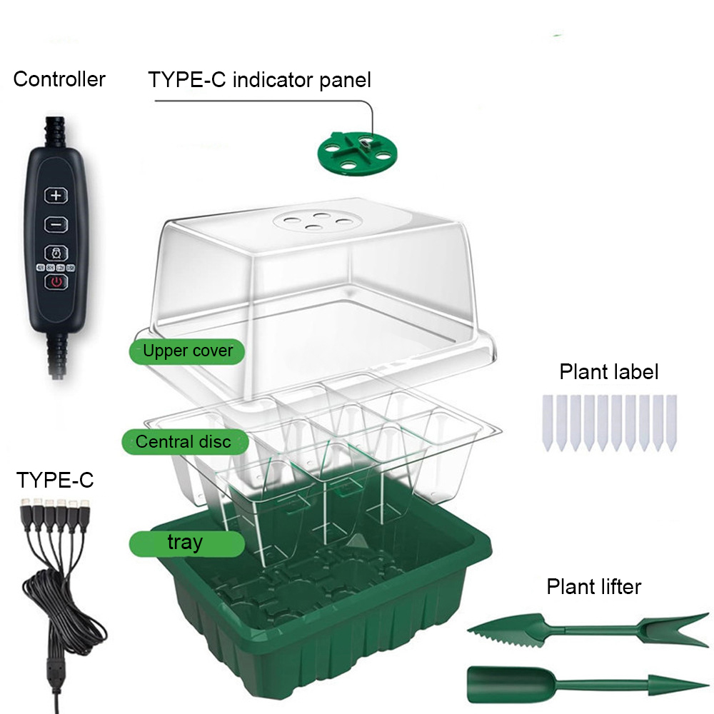 One tow four, green black optional, multi-function seedling box light with LED plant grow light, suitable for home gardening