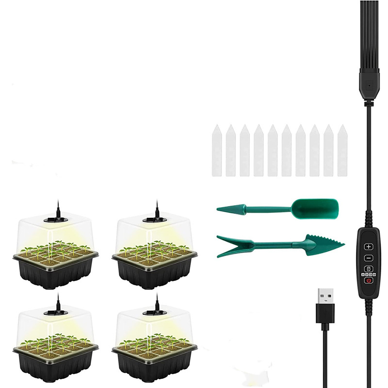 One tow four, green black optional, multi-function seedling box light with LED plant grow light, suitable for home gardening