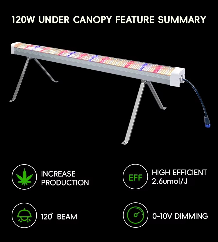 Supplemental Lighting Undercanopy LED Grow Bars for Canopies Cob LM301H Aluminum IP66 Spectrum Color for Plant Bloom