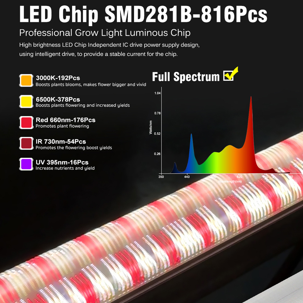 High-Power 100W-150W IP65 COB LED Grow Lights with LM301B 4000K Spectrum for Greenhouse Seedling Cultivation