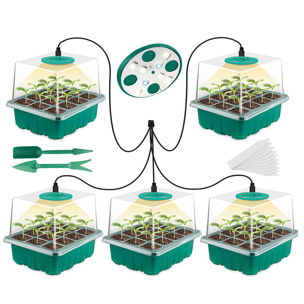 Wholesale Garden Nursery Plant Seed Grow Tray With Lid 12 Cell Germination Seedling Starter Tray Kit With Dome Grow Light