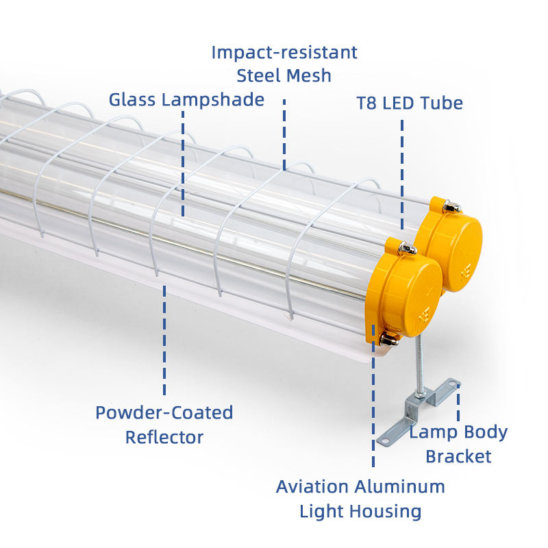 LED Tube IP66 Vapor Tight Tri Proof Dust Free Cleanroom Linear Industrial Lighting Explosion Proof Class I/Div 1 Dimmable