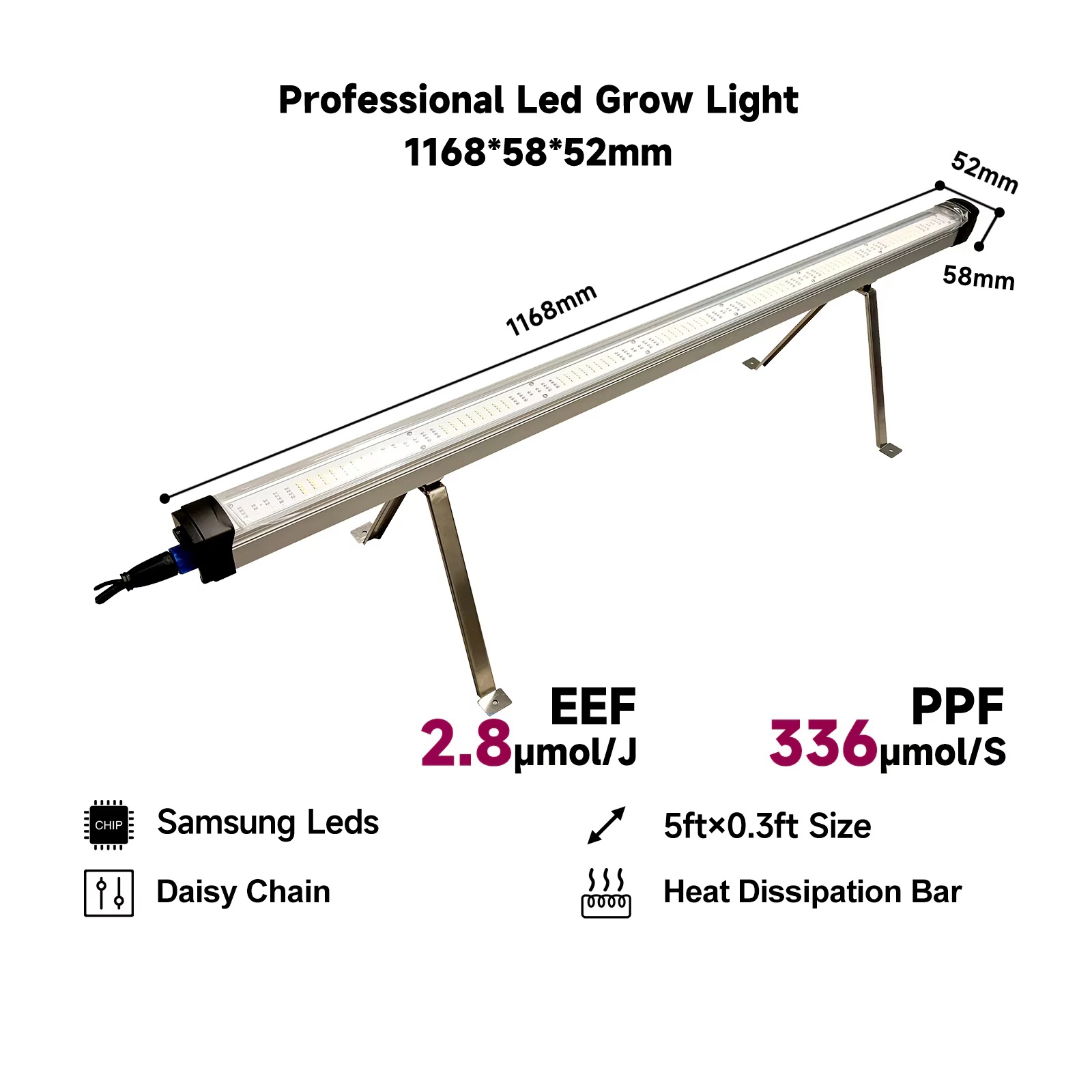 Dimmable IP66 Daisy Chained 120W Under Canopy LED Grow Lights with COB Chip and Aluminum Body for Plant Growth