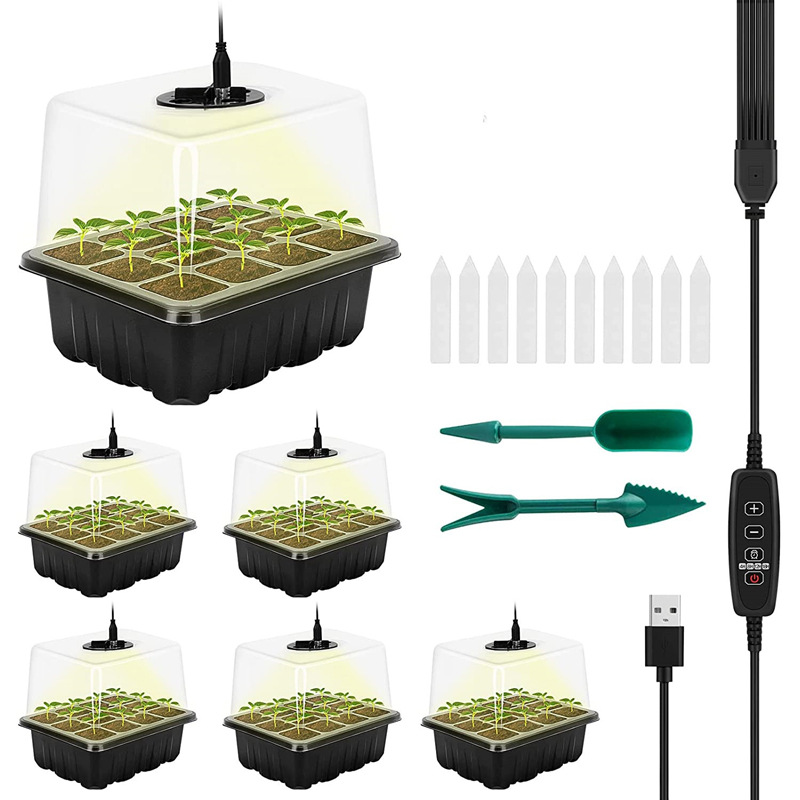 One tow six, green black optional, multi-function seedling box light with LED plant grow light, suitable for home gardening