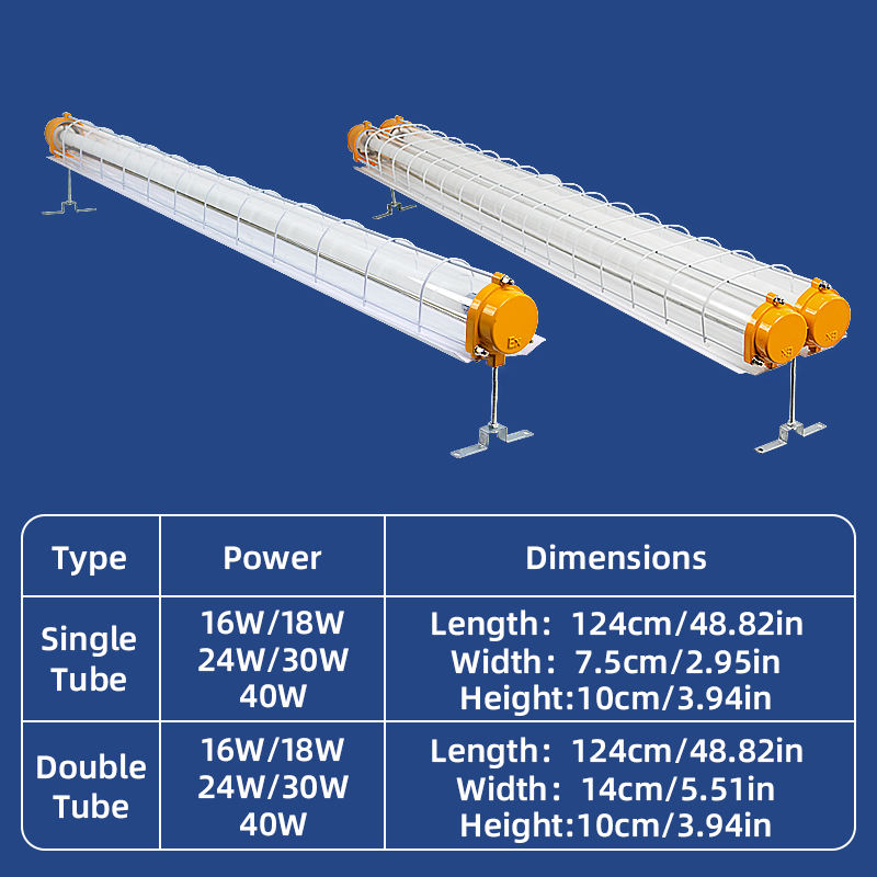 LED Tube IP66 Vapor Tight Tri Proof Dust Free Cleanroom Linear Industrial Lighting Explosion Proof Class I/Div 1 Dimmable
