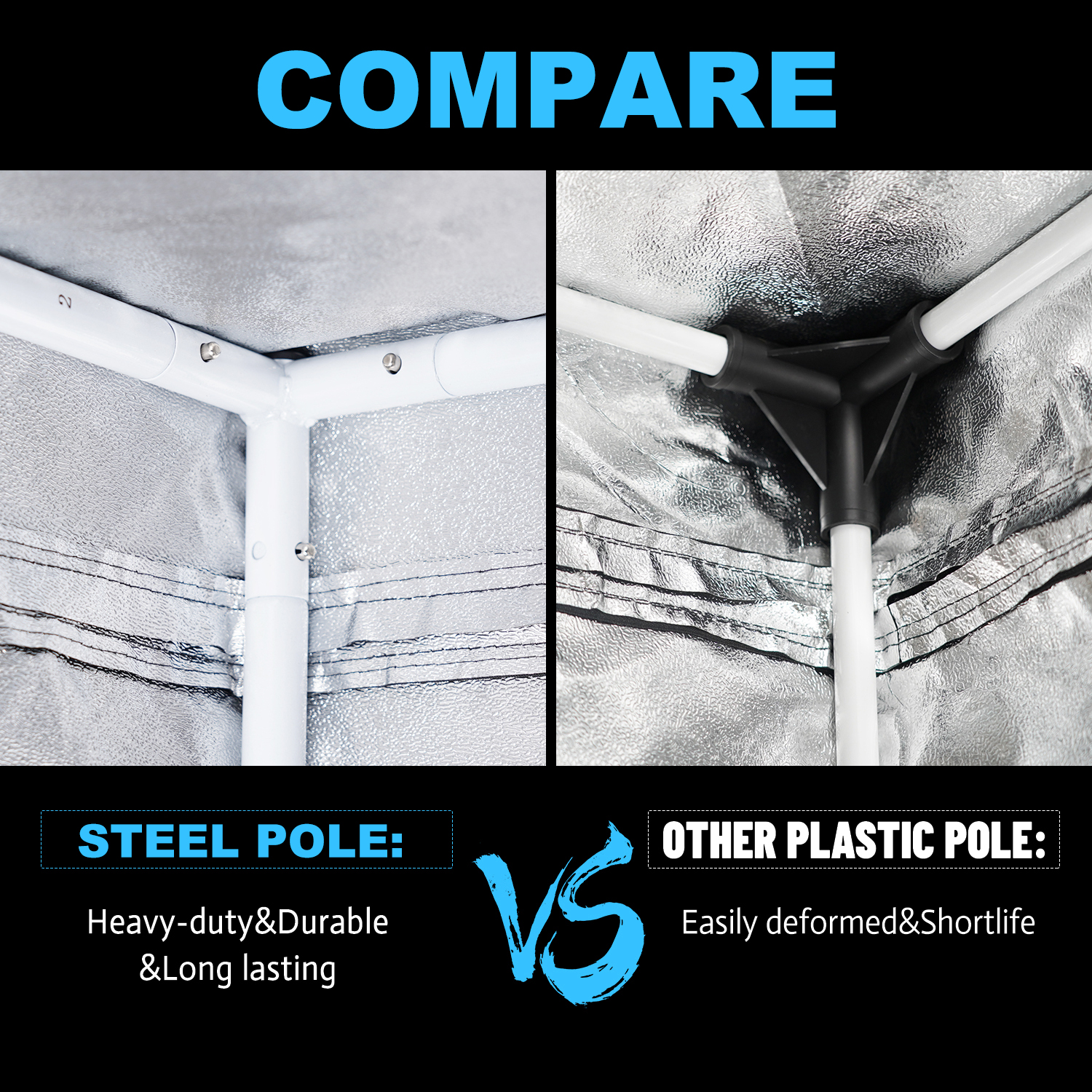 MEIJIU Hydroponics 40x40x160CM 600D Grow Tent