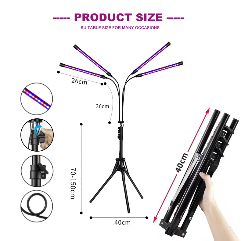 20W Dimmable Indoor LED Plant Growth Lamp Full Spectrum Foldable Bloom Seed