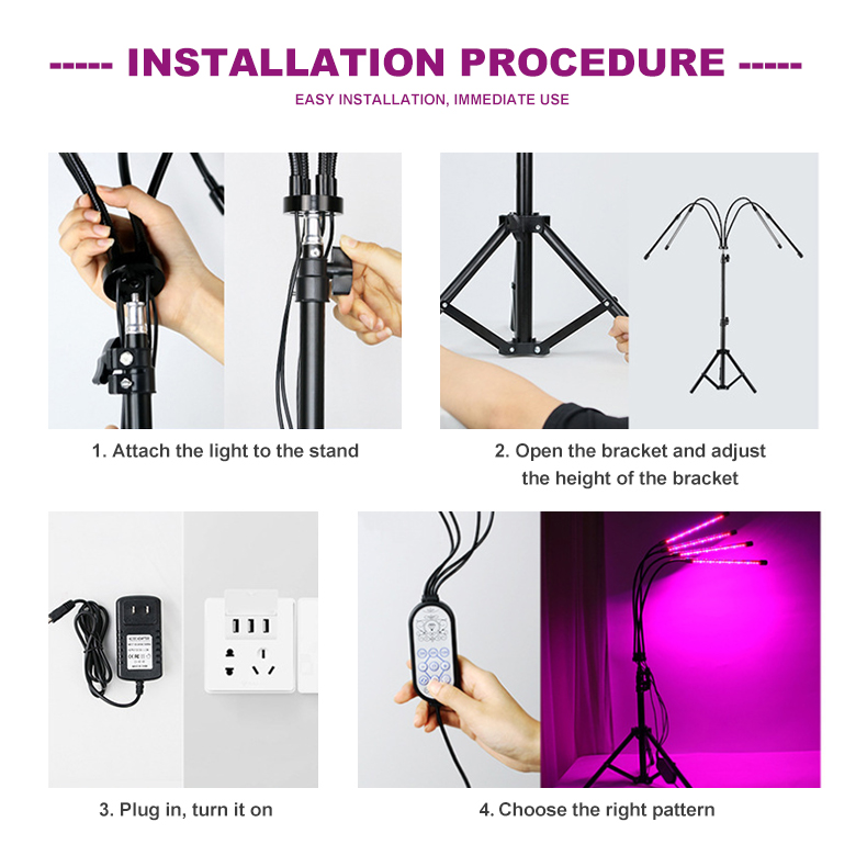 20W Dimmable Indoor LED Plant Growth Lamp Full Spectrum Foldable Bloom Seed