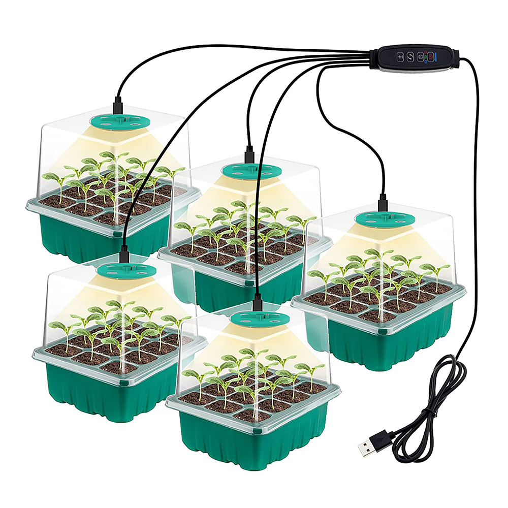 Wholesale Garden Nursery Plant Seed Grow Tray With Lid 12 Cell Germination Seedling Starter Tray Kit With Dome Grow Light