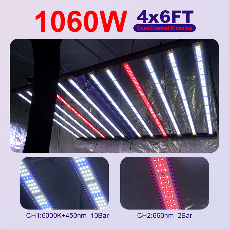 Full Spectrum 720W LED Grow Light Octopus Design Hydroponics Soil Based Growing Systems Dual Channel Canopy 1250W+25W FR UV