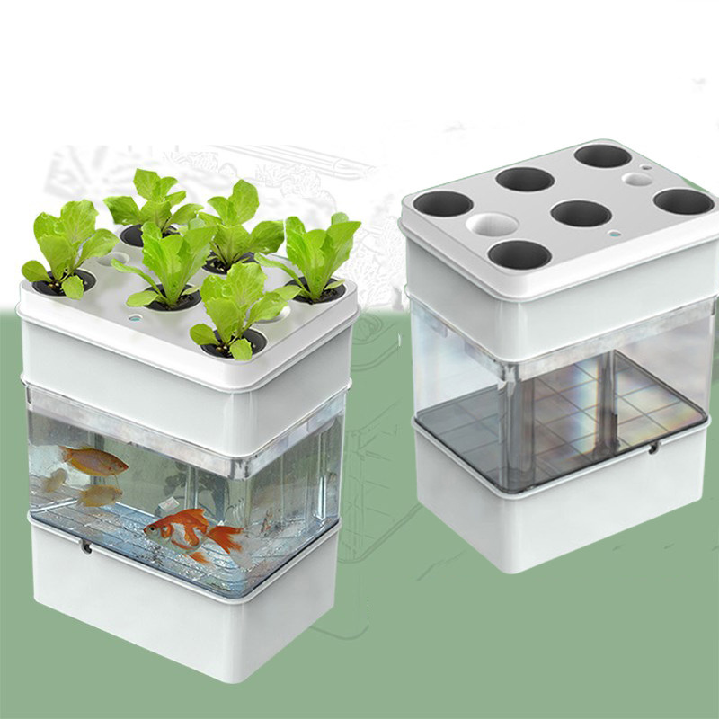 Smart Home Hydroponic Growing System Fish Culture Indoor LED Grow Light with Eco-Friendly Fishtank Flower Pots & Planters