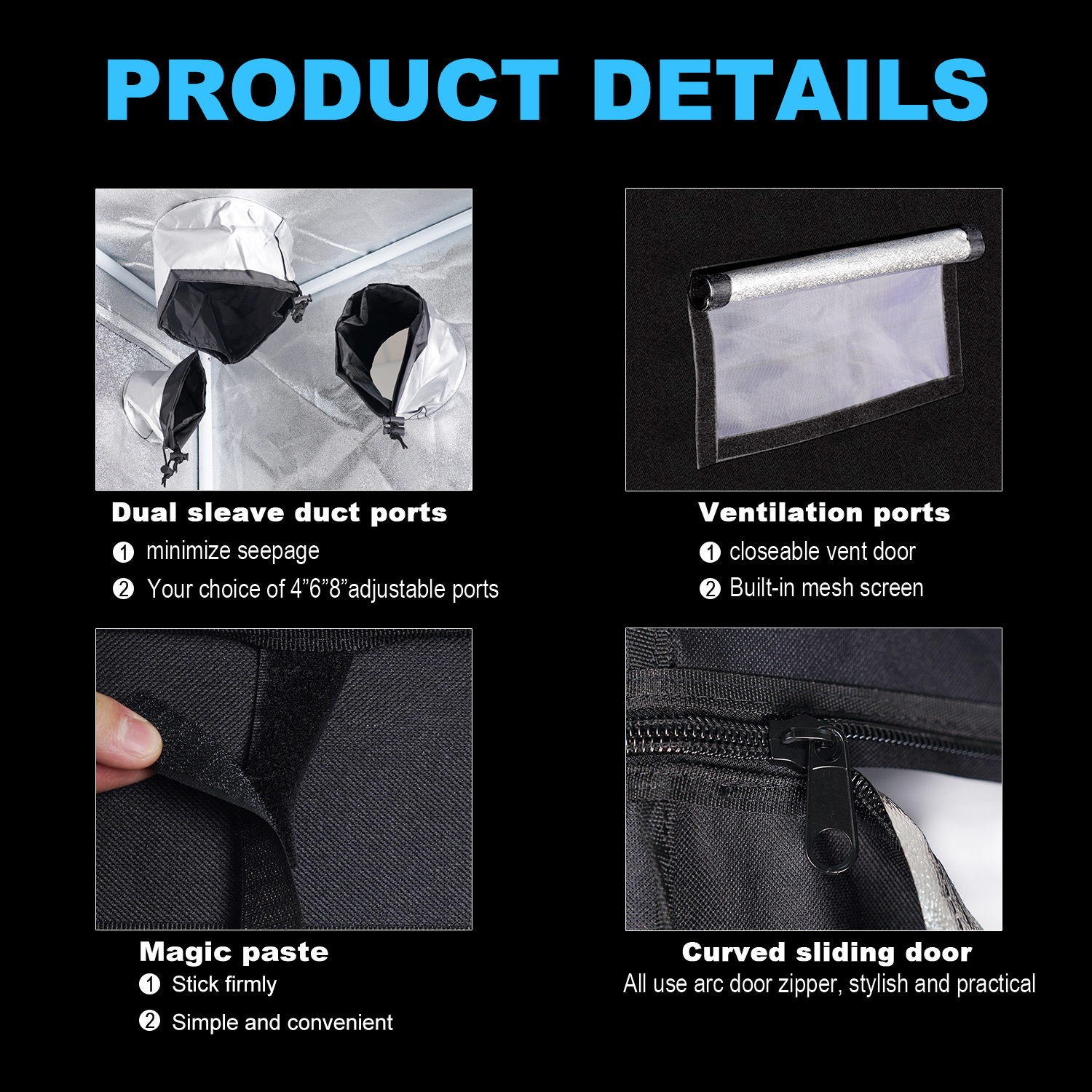 MEIJIU Hydroponics 40x40x160CM 600D Grow Tent