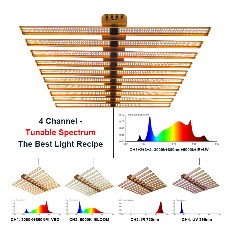 5 Channels Value 900W-1500W Full Spectrum LED Grow Lights Full Spectrum Led for Commercial Greenhouse Lettuce and Herb