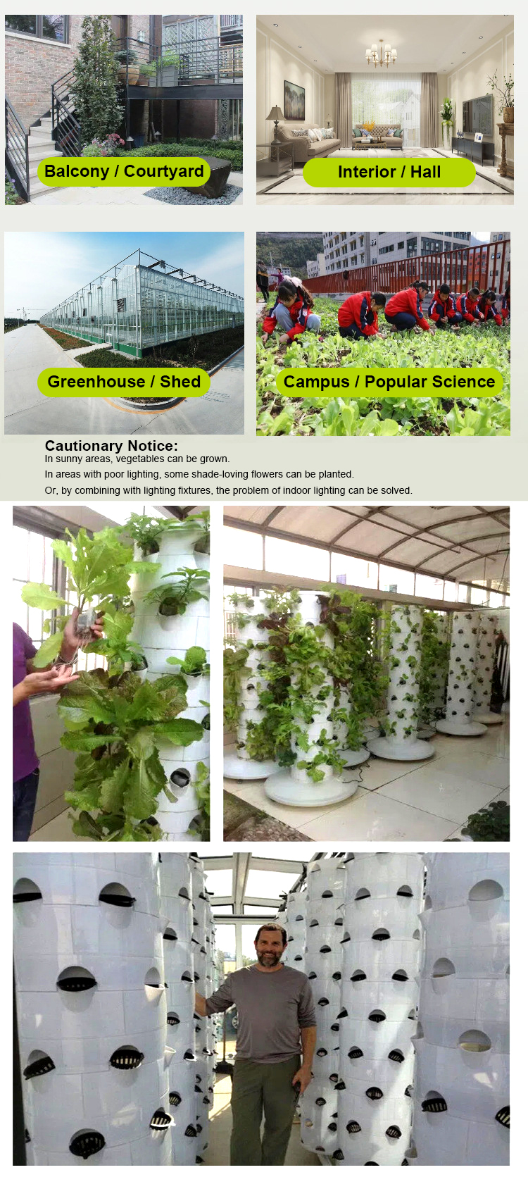 New Agricultural Indoor Hydroponic System Tower Farming Vertical Growing System Hydroponic Tower for Planting Vegetable