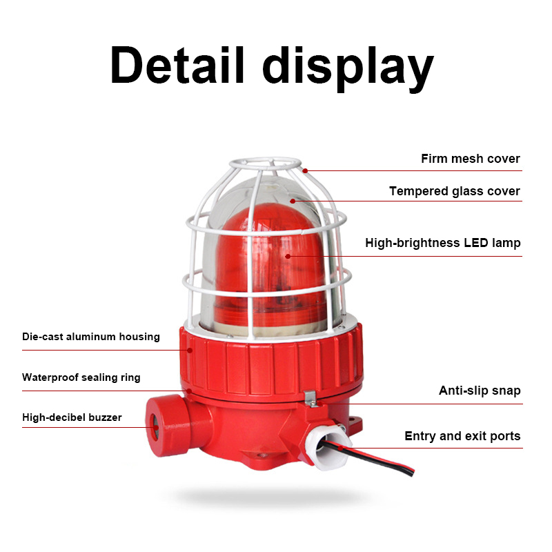 Hot Sell Atex Audible Visual Alarm Siren Red 90db 24v Dc Ip66 Explosion Proof Led Strobe signal Alarm Warning Lights