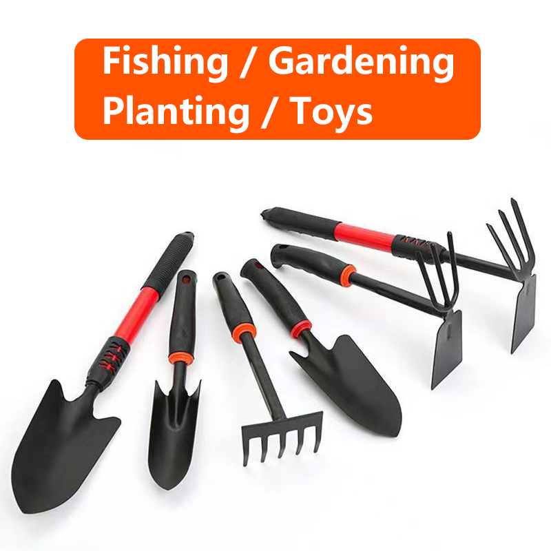 Garden black rubber handle five-tooth rake