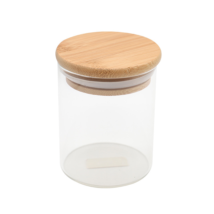 Large solid wood sealed glass jar with printed pattern
