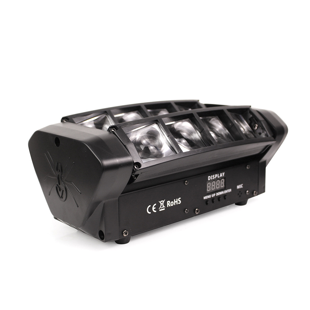 45W RGBW Mini Spider Light with 8x3W Cree LEDs Unique Moving Beam Effects Sound DMX Master Slave Control 7/13 Channels AC100-240V for Bars Disco Events Concerts
