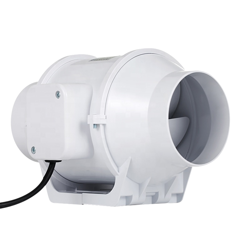 4-Inch Round Plastic Inline Tube Fan HF-100, 35 Watt Power 2-Speed (White)