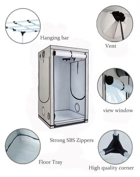 MEIJIU Hydroponics Indoor Grow 120x120X200CM 600D Grow Tent