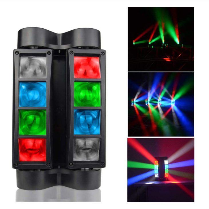 Mini LED 8-Eyed Spider Light RGB Sound Control Moving Head Light DMX DJ Bar 8-Eye Stage Beam Light