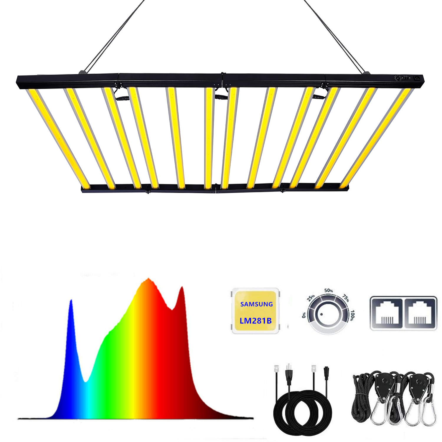 MEIJIU Commercial New Arrival Three Flexible 720W 1000W 1400W Full Spectrum Red White Light Bar Canopy for Seed Flower Stage
