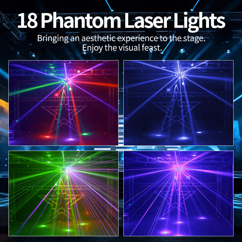 18 LED Rotating Moving Head Lights for Stage KTV Club DJ Disco Bar Birthday Christmas Event Wedding Family Party Festival