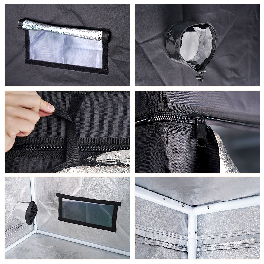 MEIJIU Hydroponics Indoor Grow 200x200X200CM 600D Grow Tent（with viewing window）