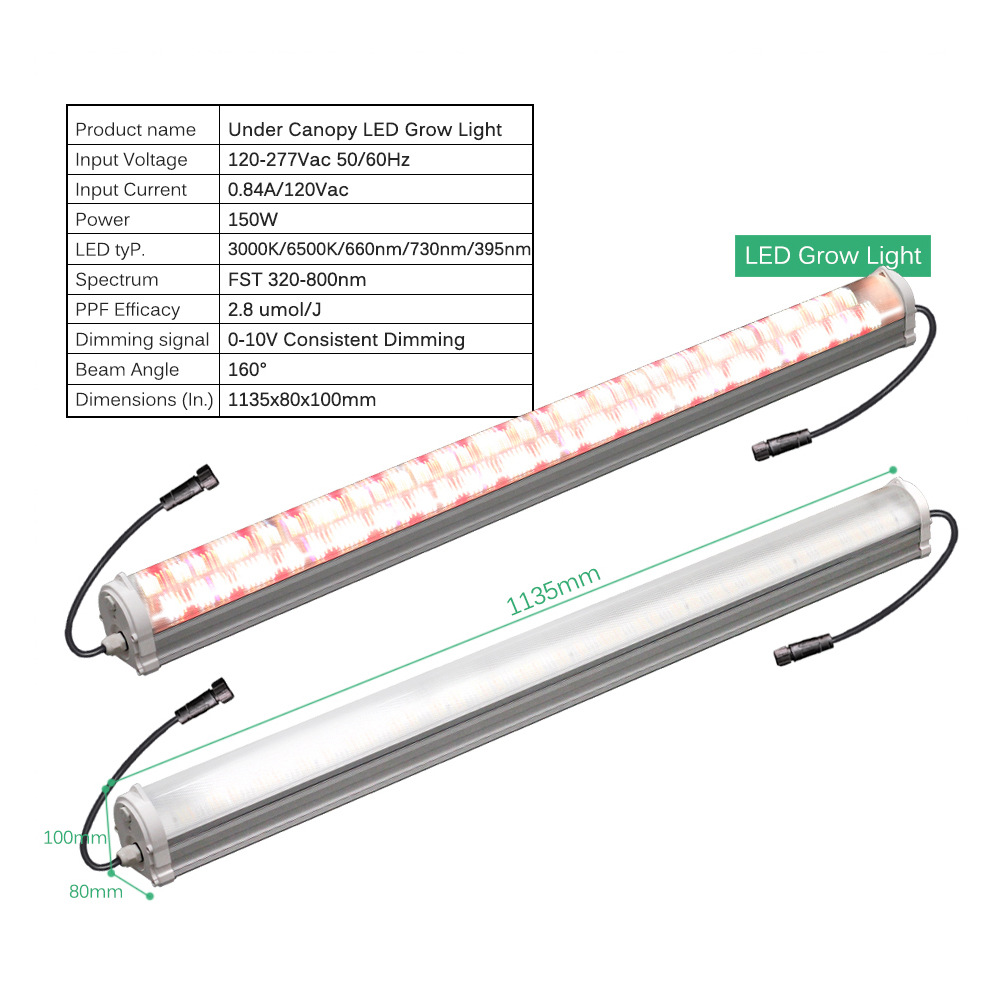 US Stock 150W Full Spectrum Under Canopy LED Grow Lights with High-Efficiency Chips for Indoor Growing