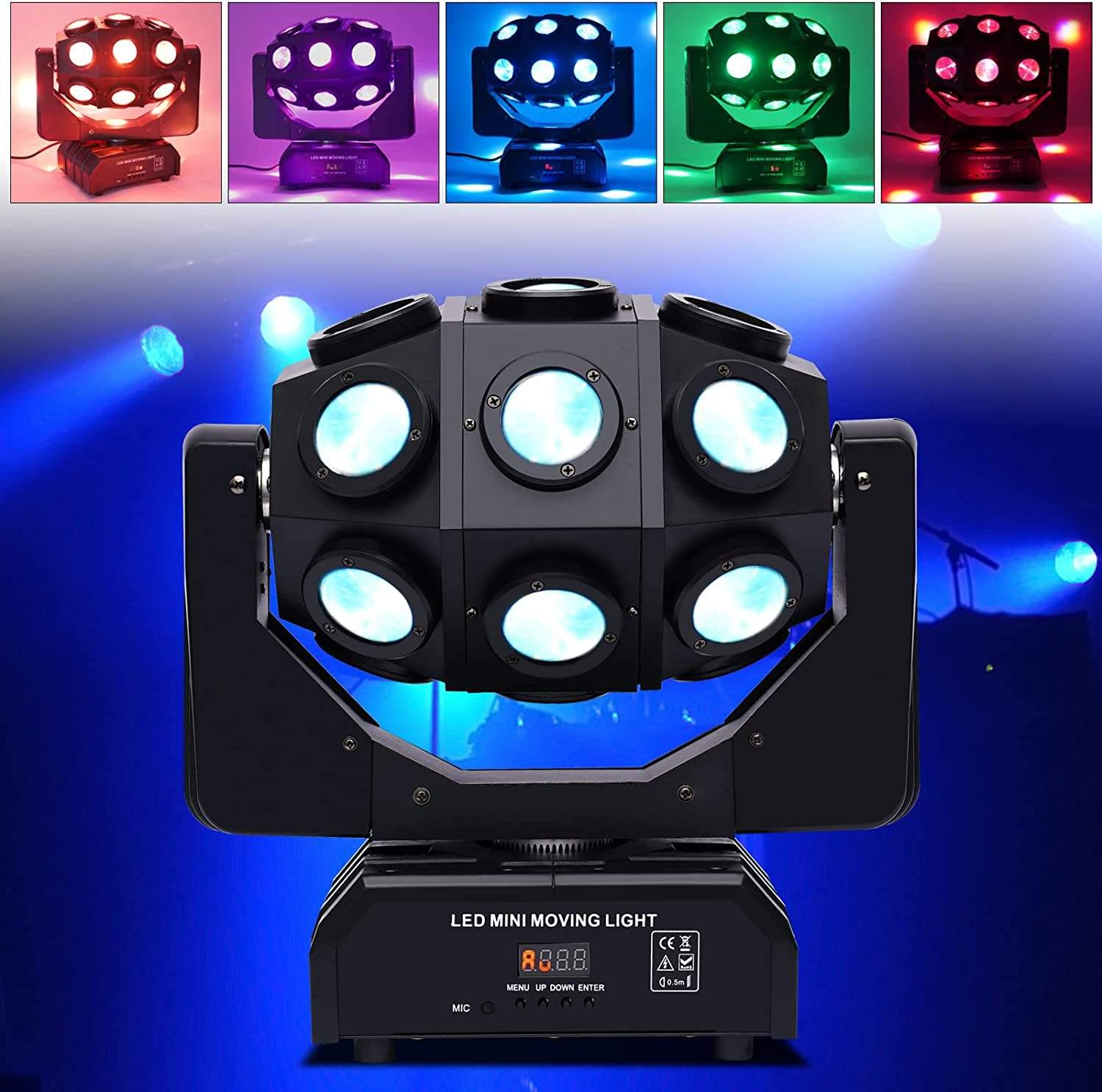 18 LED Rotating Moving Head Lights for Stage KTV Club DJ Disco Bar Birthday Christmas Event Wedding Family Party Festival