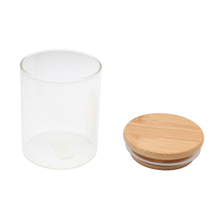 Large solid wood sealed glass jar with printed pattern