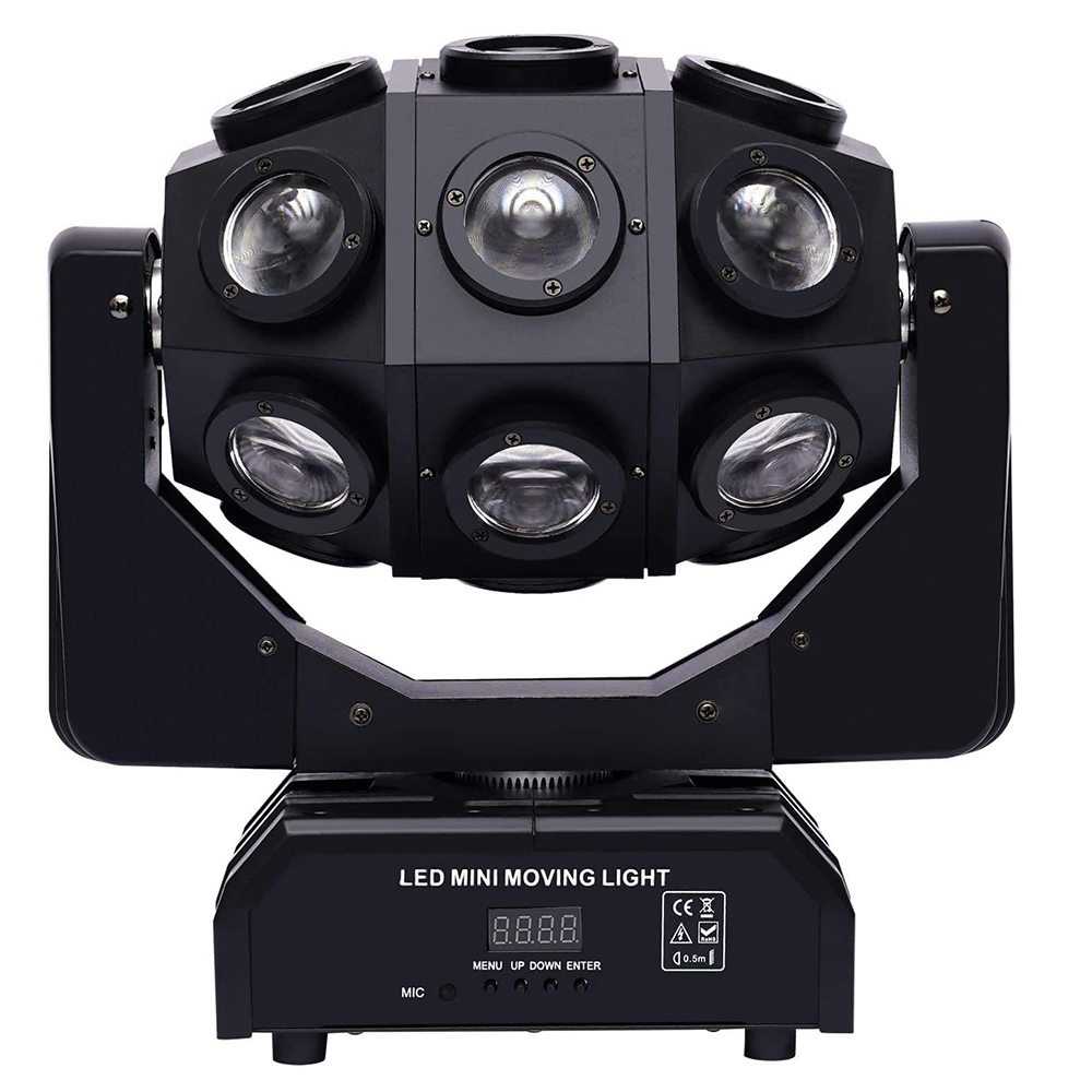 210W Moving Head Light with 18x3W Full Color 4-in-1 CREE LEDs DMX512 Sound Activated Master Slave Modes AC110-220V