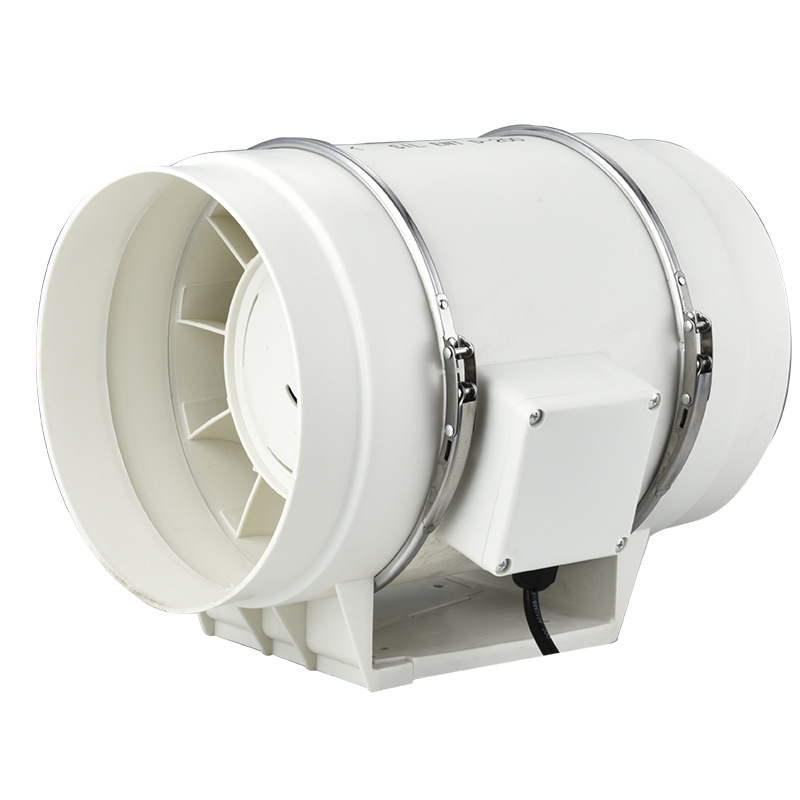 8-Inch Round Plastic Inline Tube Fan HF-200,130 Watt Power 2-Speed (White)