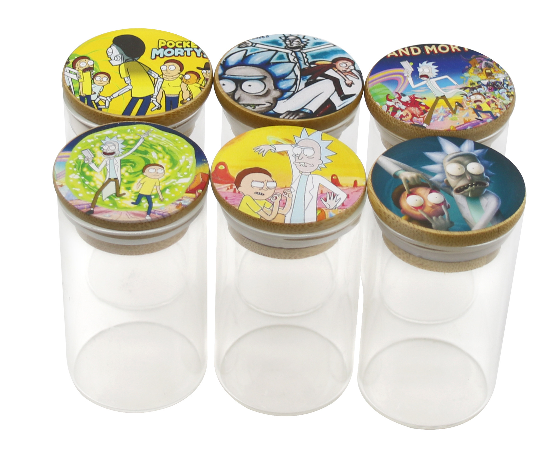 Large solid wood sealed glass jar with printed pattern