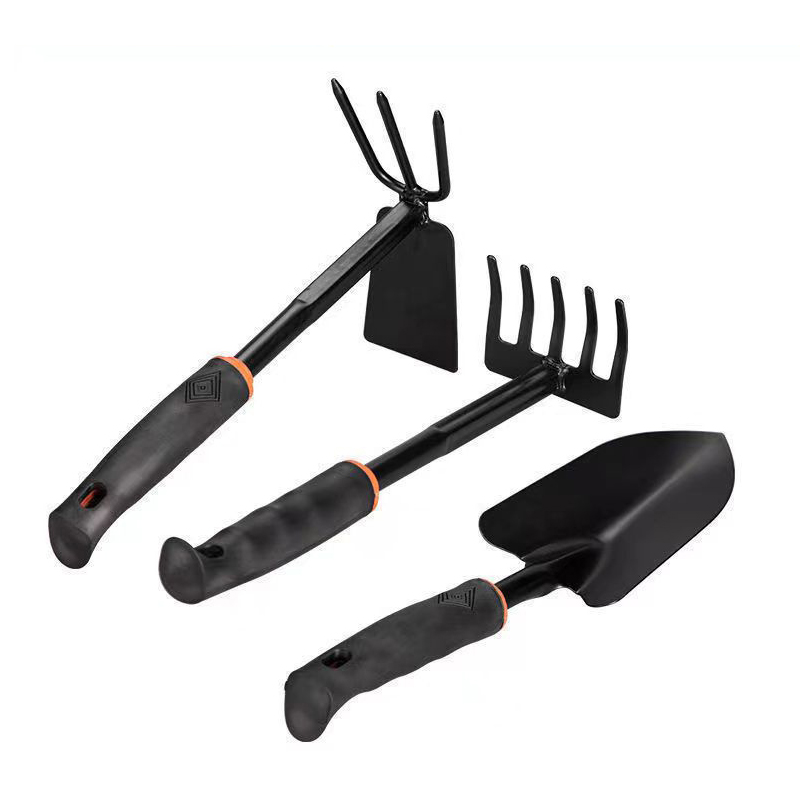 Garden black rubber handle five-tooth rake