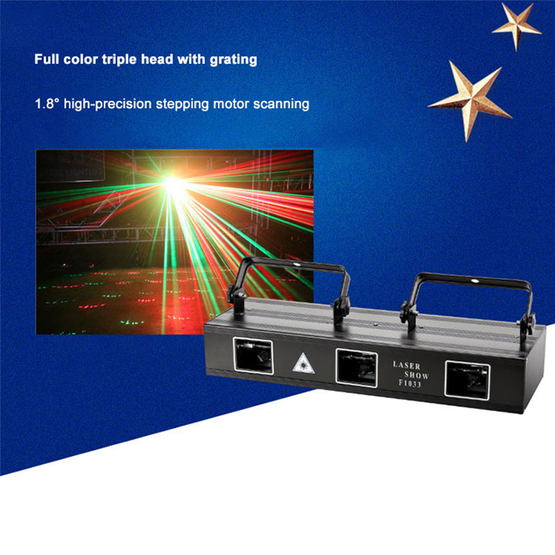 Colorful DJ Laser Light 3 Lens RGB Laser Pattern Effects Stage Lighting Professional DMX Disco Nightclub bar Music Party Lights