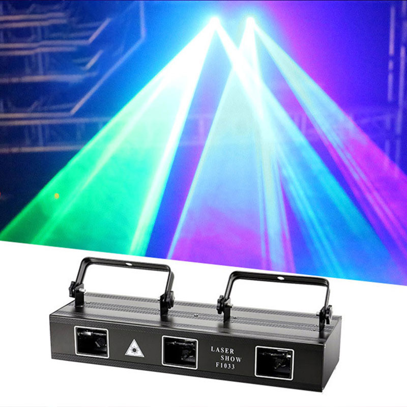 Colorful DJ Laser Light 3 Lens RGB Laser Pattern Effects Stage Lighting Professional DMX Disco Nightclub bar Music Party Lights