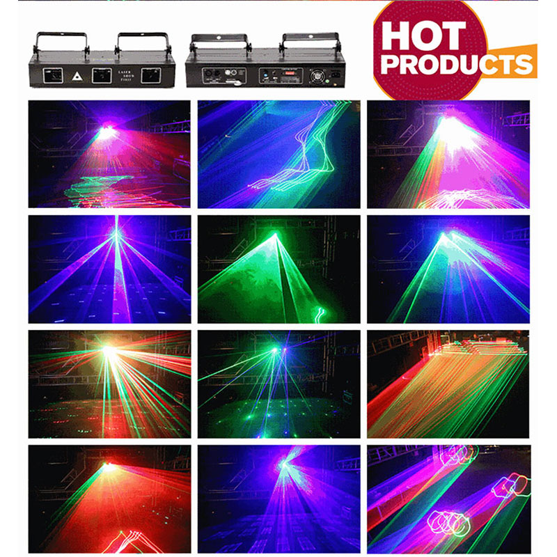 Three-Head 40w RGB Full Color Laser Stage Light, Sound Activated & DMX Control with 51 Patterns, High-Precision Scanning for Bars, Clubs, Parties, and Events