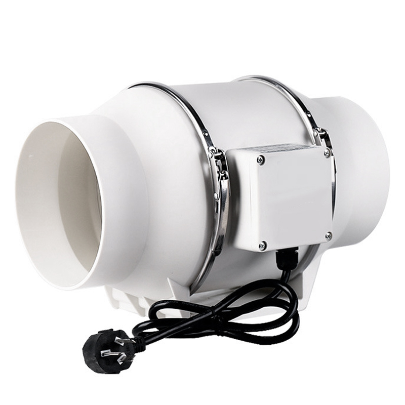 4-Inch Round Plastic Inline Tube Fan HF-100, 35 Watt Power 2-Speed (White)