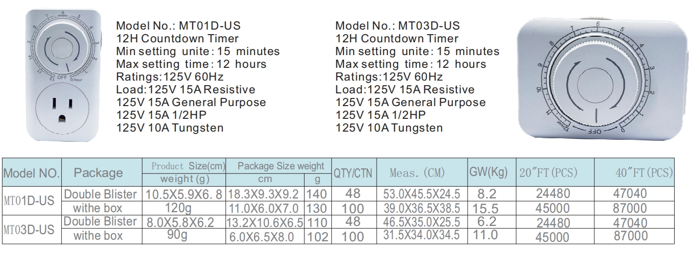 US standard timer switch MT03D-US