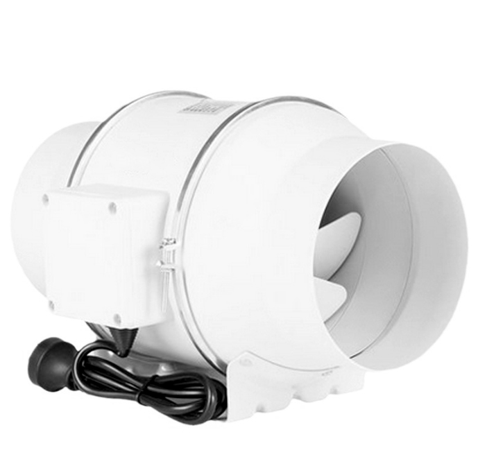4-Inch Round Plastic Inline Tube Fan HF-100, 35 Watt Power 2-Speed (White)