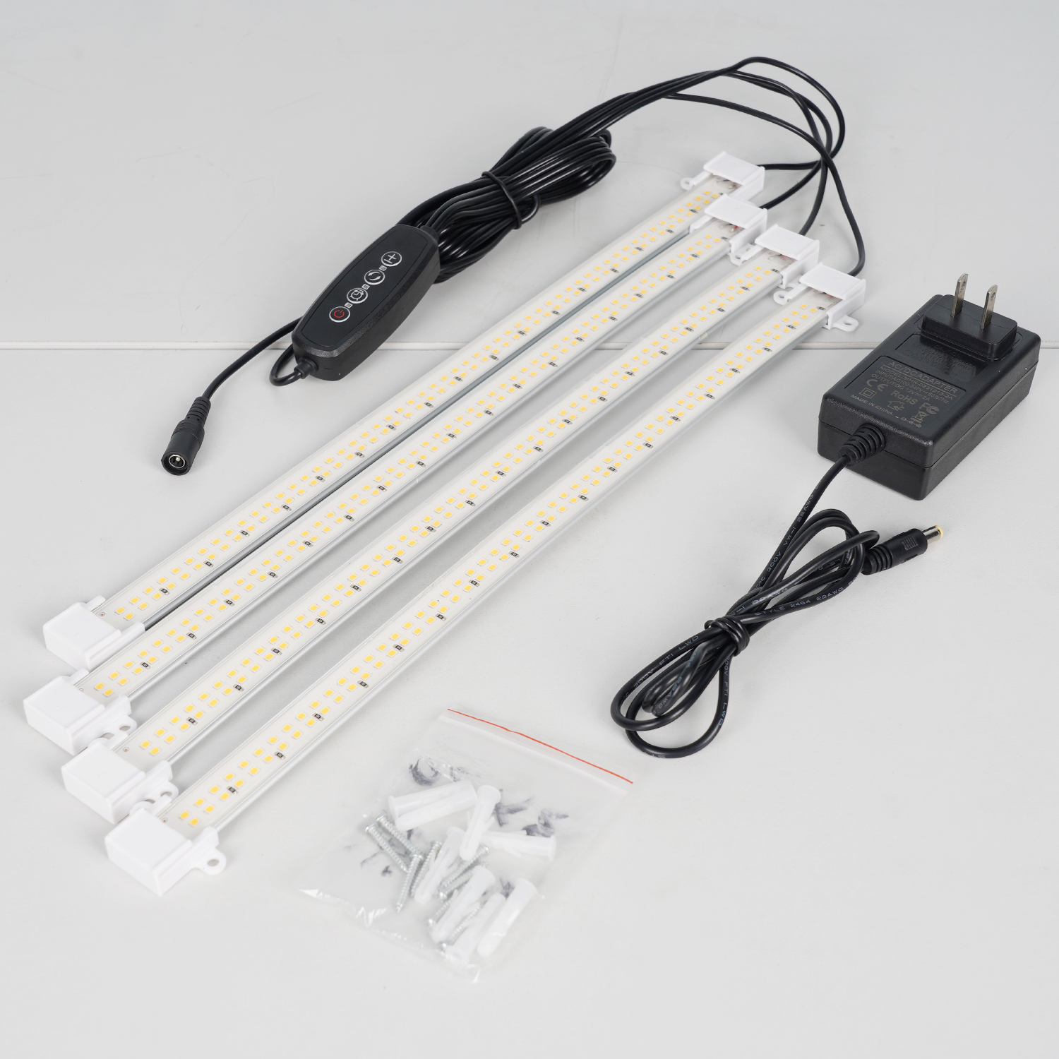 30W LED Plant Light Full Spectrum, Hard Light Strip Grow Light with One-to-Four Design, Dimmable with Timer Function, Supplemental Light