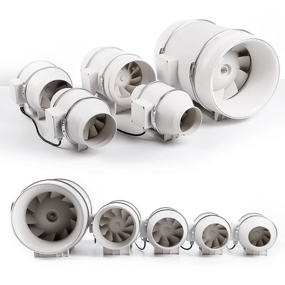 4-Inch Round Plastic Inline Tube Fan HF-100, 35 Watt Power 2-Speed (White)