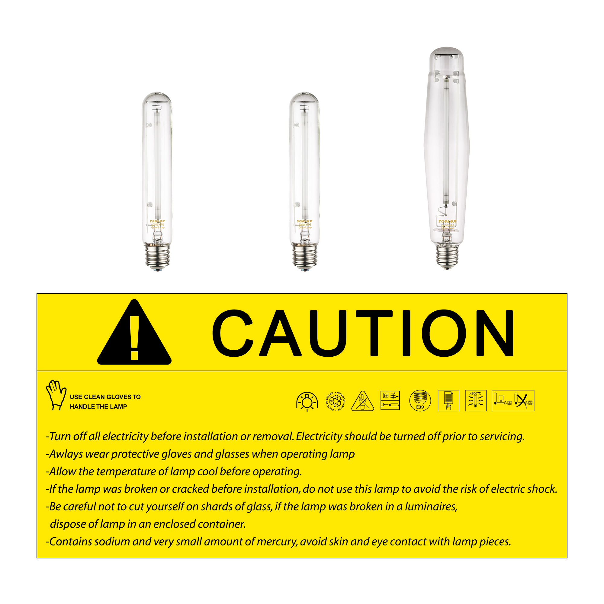 High Pressure Sodium Lighting Lamps 50W to 1000W HPS Street Lights Versatile 70W 150W 250W 400W 600W High Performance Lighting