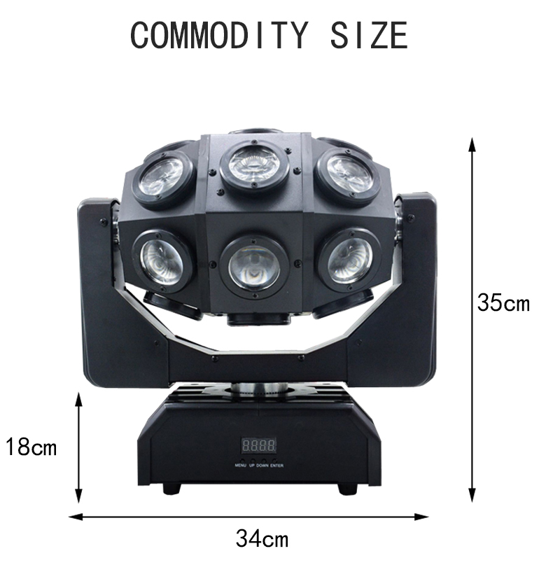 210W Moving Head Light with 18x3W Full Color 4-in-1 CREE LEDs DMX512 Sound Activated Master Slave Modes AC110-220V