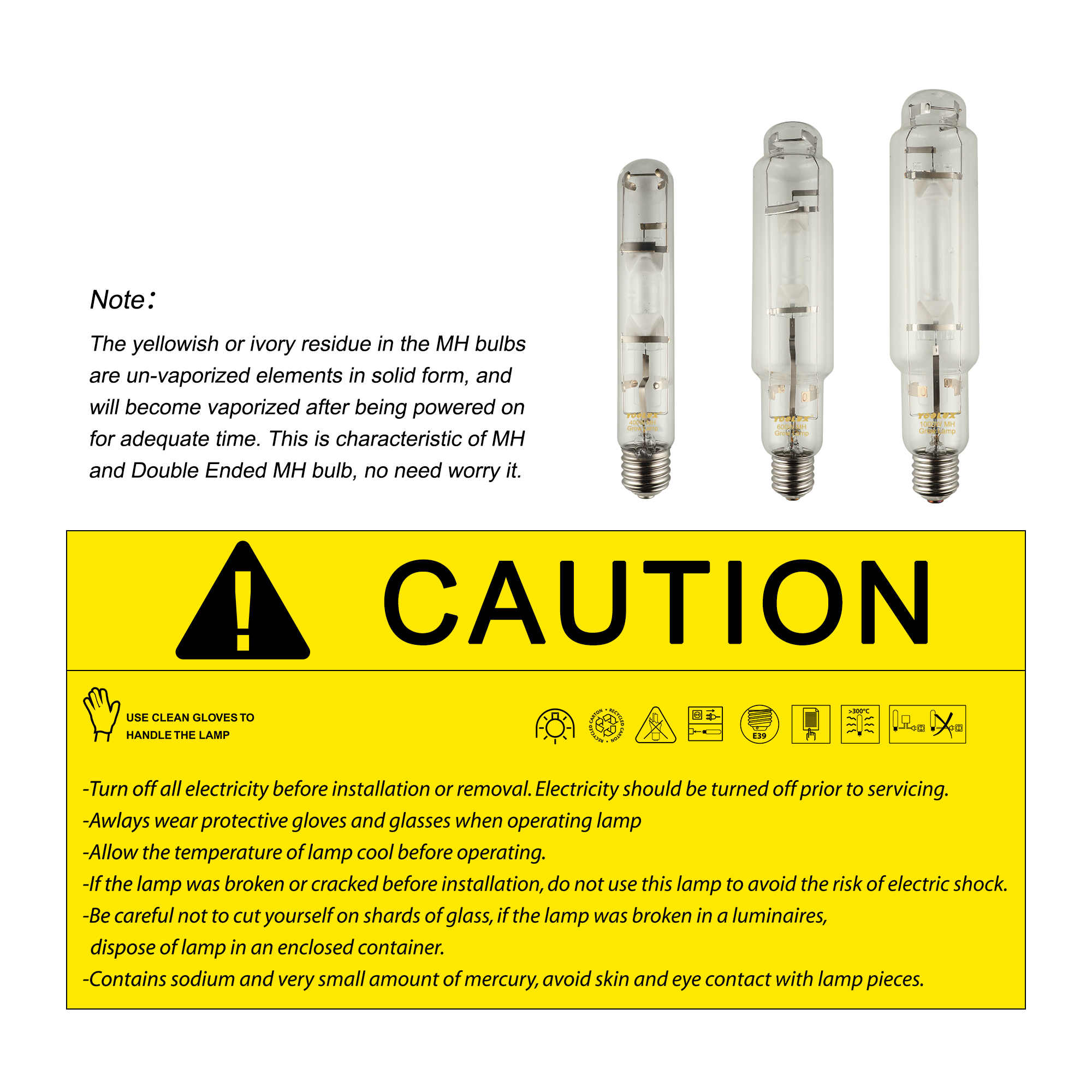 China Factory Direct Supplier Light 400w E40 White Metal Halide Lamp